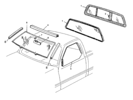 FRONT BODY STRUCTURE-MOLDINGS & TRIM-MIRRORS Chevrolet CK Truck (Mexico) WINDSHIELD & WINDOWS (03) (1992-2000)