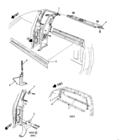 FRONT BODY STRUCTURE-MOLDINGS & TRIM-MIRRORS Chevrolet CK Truck (Mexico) TRIM/INTERIOR BODY SIDE PART 2 (03)(1992-2000)