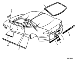 BODY MOLDINGS-SHEET METAL-LUGGAGE Chevrolet Cavalier (Mexico) MOLDINGS JX37 1995-2001