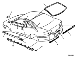 BODY MOLDINGS-SHEET METAL-LUGGAGE Chevrolet Cavalier (Mexico) SIDE MOLDINGS JY37 1995-2001