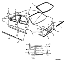 BODY MOLDINGS-SHEET METAL-LUGGAGE Chevrolet Cavalier (Mexico) SIDE MOLDINGS JX69 1995-2002