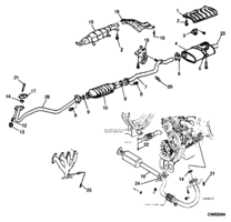 FUEL SYSTEM-EXHAUST-EMISSION SYSTEM Chevrolet Cavalier (Mexico) EXHAUST SYSTEM LN2 1995-2001