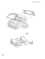 FRONT BODY STRUCTURE-MOLDINGS & TRIM-MIRRORS Chevrolet Kodiak (Mexico) WINDOWS & CARPET FLR 1995-01