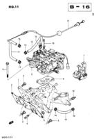 Engine Chevrolet Forsa Sprint Swift SA310-3 INTAKE MANIFOLD AND CARBURETOR (MT:AUTO CHOKE TYPE)