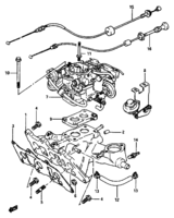 Engine Chevrolet Forsa Swift SA310 INTAKE MANIFOLD AND CARBURETOR (MT:MANUAL CHOKE TYPE)