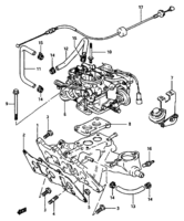 Engine Suzuki Forsa Swift SA310 INTAKE MANIFOLD AND CARBURETOR (MT:AUTO CHOKE TYPE SEE NOTE)