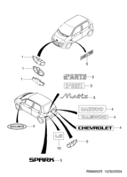 CARROSSRIE&EXTERIEUR [MOULURES] Chevrolet Matiz + Spark (M100) [GEN] EMBLEME&INSCRIPTIONS  (6650) (RH)