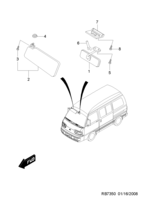 INTERIOR [FORRO DO TECTO] Chevrolet Damas/Labo (B150/B175) [GEN] PALA&ESPELHO INTERIOR  (7350)