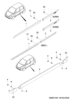 BODY&EXTERIOR [MOLDING PARTS] Chevrolet MATIZ + SPARK (M200) [EUR] SIDE BODY MOLDING  (6610)