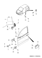 BODY&EXTERIOR [FRONT DOOR PARTS] Chevrolet MATIZ + SPARK (M200) [EUR] FRONT DOOR LOCK  (6220)