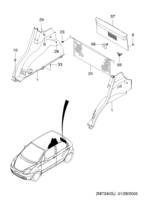 INTERIOR [HEADLINING] Chevrolet Spark + Matiz (M200) [GEN] REAR PILLAR TRIM I  (7340)