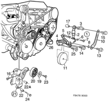 Engine [Short block] Saab SAAB 9000 Belt tensioner, (1994-1998) , 4-CYL