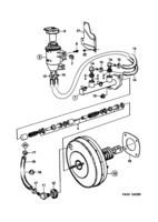Brakes [Footbrake system] Saab SAAB 9000 Master cylinder - vacuum brake booster, (1990-1992)