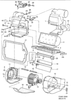 Heating and ventilation [Heating and ventilation] Saab SAAB 9000 Heat exchanger, servo - Fan unit, ACC, (1990-1993)