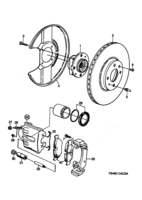 Brakes [Front wheel brake] Saab SAAB 9000 Brake disc and caliper, (1994-1998)