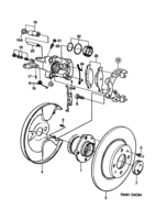 Brakes [Rear wheel brake] Saab SAAB 9000 Brake disc and caliper, (1994-1998)