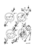 Front wheel suspension [Steering device] Saab SAAB 9000 Inflatable bag - Steering wheel, (1990-1993)