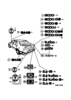Carrocería, exterior [Detalles exteriores] Saab SAAB 9000 - Emblema, (1990-1993)