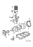 Engine [Short block] Saab SAAB 9000 Crankshaft - rod, piston, (1994-1998) , 6-CYL