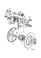 Brakes [Rear wheel brake] Saab SAAB 9000 Brake disc and caliper, (1990-1993)