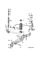 Suspension system [Rear suspension] Saab SAAB 9000 Springs and shock absorber, (1997-1998)