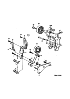 Front wheel suspension [Steering device] Saab SAAB 9000 Belt tensioner, (1990-1993) , B234
