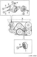 Engine [Short block] Saab SAAB 9000 Belt tensioner - 6-cylinder, (1994-1998) , 6-CYL