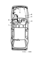 Eléctrico, generalidades [Conductos y fusibles] Saab SAAB 9000 Compartimento principal y compartimento motor, (1989-1989) , Tambien válido para SE 1988B.