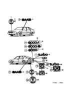 Carrosserie, extérieur [Eléments extérieurs] Saab SAAB 9000 - Emblème, (1985-1989)