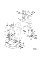 Car body, internal [Other interior equipment] Saab SAAB 9-3 (9400) Seat belt - Convertible, (1998-2003) , CV