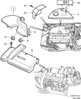 Motor [Recubrimiento de compartimento motor] Saab SAAB 9-3 (9400) Recubrimiento de compartimento motor, (1998-2003)