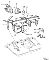 Motor [Sistema de combustible] Saab SAAB 9-3 (9400) Tubo para la distribución de combustible, (1999-2002) , 4-CYL,B235R