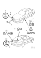 Car body, external [External details] Saab SAAB 9-3 (9400) Emblem, (2001-2003)