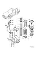 Suspension system [Front suspension] Saab SAAB 9-3 (9400) Springs and shock absorber, (1998-2003)