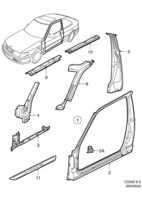 Car body, external [Car body] Saab SAAB 9-3 (9400) Door frame, (1998-2002) , 3D