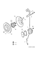 Brakes [Rear wheel brake] Saab SAAB 9-3 (9440) Brake disc and caliper, (2003-2005) , 4D,5D,CV