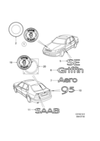 Carrosserie, extérieur [Eléments extérieurs] Saab SAAB 9-5 (9600) Emblème, (1998-2000)
