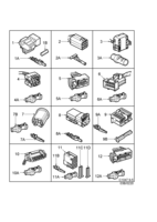 Eléctrico, cajas de contacto [Conductos y fusibles] Saab SAAB 9-5 (9600) Cajas de contacto, etc - 8 polos 16 polos, (1998-1999)