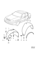 Car body, external [Hood, front, fenders] Saab SAAB 9-5 (9600) Wheel arch liner, (1998-2010)