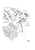 Engine [Fuel system] Saab SAAB 9-5 (9600) Fuel rail - Injection valve, (2002-2005) , D308L