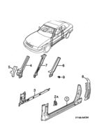 Car body, external [Car body] Saab SAAB 900 Door frame, (1994-1998) , CV