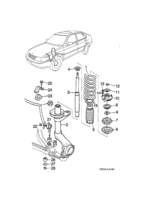 Système de suspension [Suspension avant] Saab SAAB 900 Ressorts et amortisseur, (1997-1998)