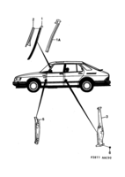 Carrocería, exterior [Carrocería] Saab SAAB 900 Montantes de puertas, etc, (1990-1993) , También válido para CV 1994