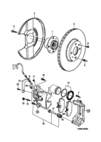 Brakes [Front wheel brake] Saab SAAB 900 Brake disc and caliper, (1988-1989)