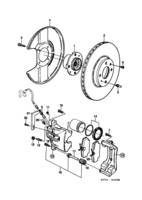 Brakes [Front wheel brake] Saab SAAB 900 Brake disc and caliper, (1990-1993) , Also valid for CV 1994