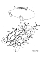 Car body, internal [Upholstery] Saab SAAB 900 Damper mat, (1994-1998)