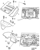 Motor [Recubrimiento de compartimento motor] Saab SAAB 900 Recubrimiento de compartimento motor, (1994-1998)
