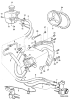 Front wheel suspension [Steering device] Saab SAAB 900 Hydraulic pump, (1986-1989) , B202