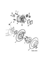 Brakes [Rear wheel brake] Saab SAAB 900 Brake disc and caliper, (1994-1998)