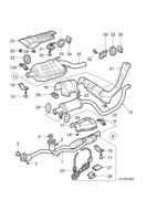 Engine [Inlet and exhaust system] Saab SAAB 900 Exhaust system, (1996-1997) , B258I, CA,US